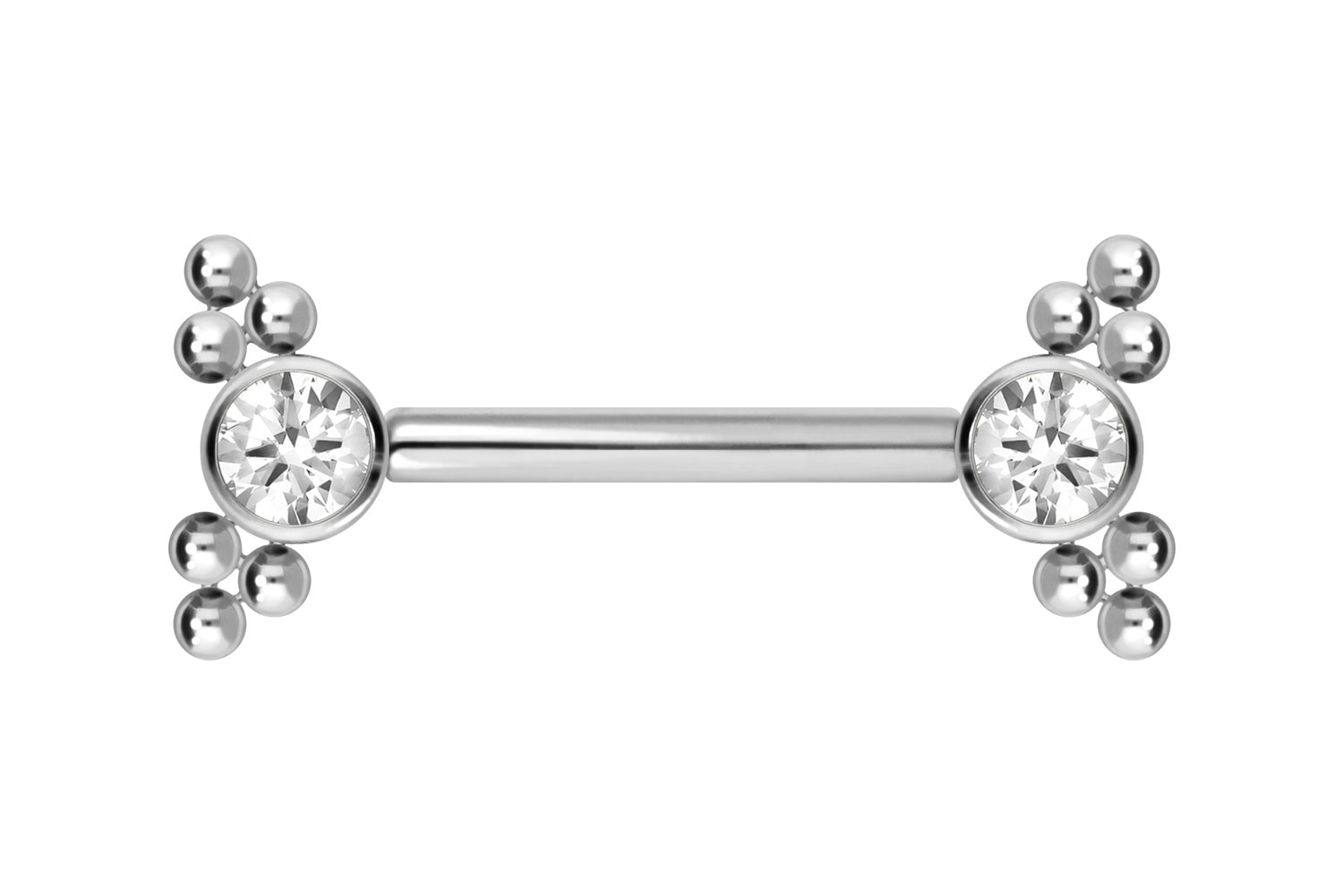 Titan Barbell Piercing mit Push Fit KRISTALL + 2 KUGELDREIECKE